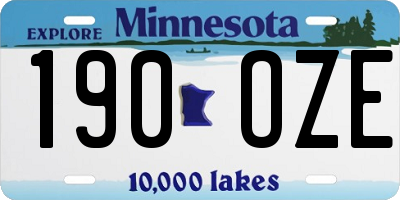 MN license plate 190OZE