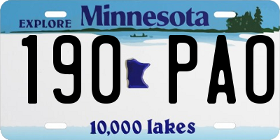 MN license plate 190PAO