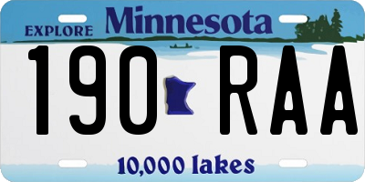 MN license plate 190RAA