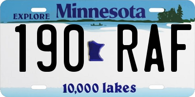 MN license plate 190RAF