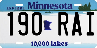 MN license plate 190RAI