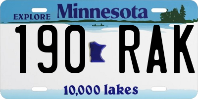 MN license plate 190RAK