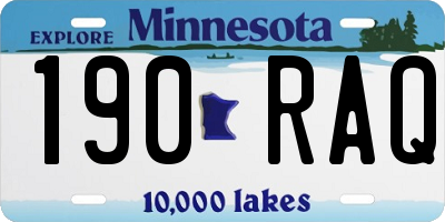 MN license plate 190RAQ