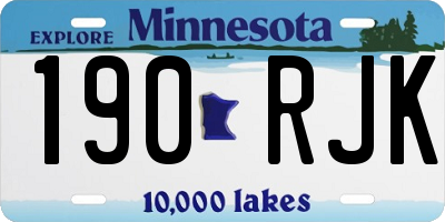 MN license plate 190RJK