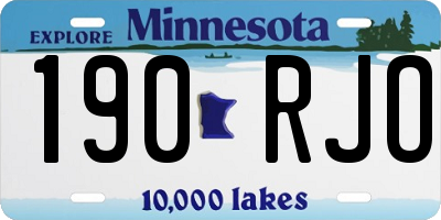 MN license plate 190RJO