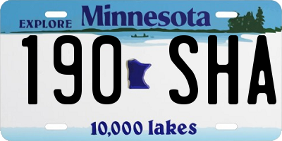 MN license plate 190SHA