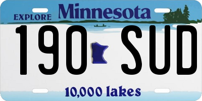 MN license plate 190SUD