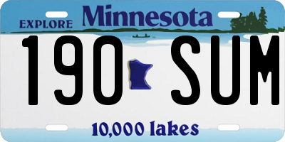 MN license plate 190SUM