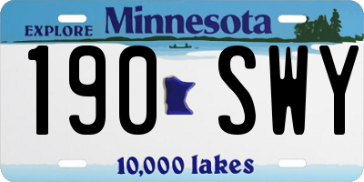 MN license plate 190SWY