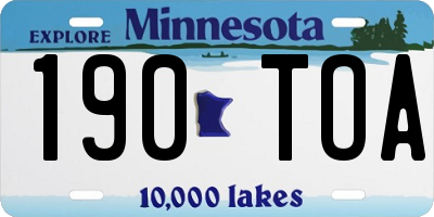 MN license plate 190TOA