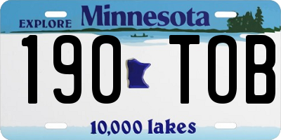 MN license plate 190TOB