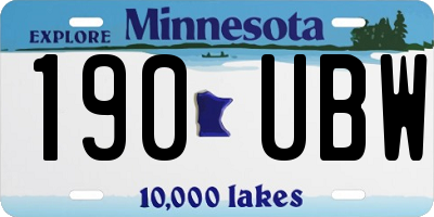MN license plate 190UBW