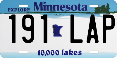 MN license plate 191LAP
