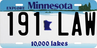 MN license plate 191LAW