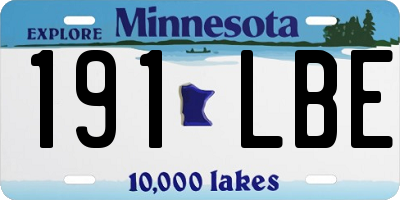 MN license plate 191LBE