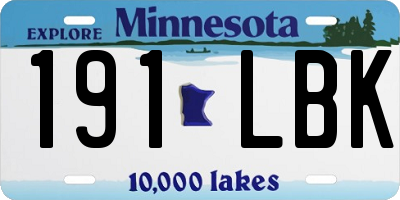 MN license plate 191LBK