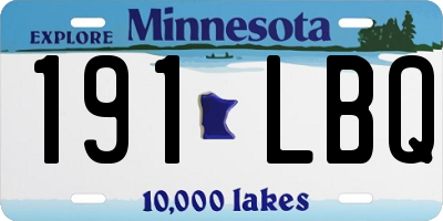 MN license plate 191LBQ