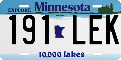 MN license plate 191LEK