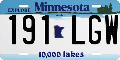 MN license plate 191LGW