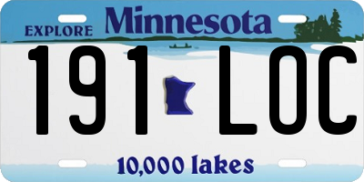 MN license plate 191LOC