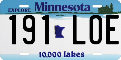 MN license plate 191LOE