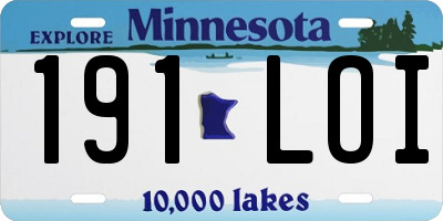 MN license plate 191LOI