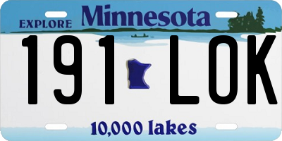 MN license plate 191LOK