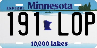 MN license plate 191LOP