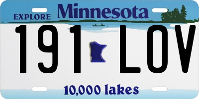 MN license plate 191LOV