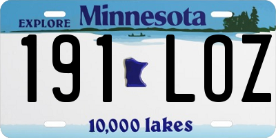 MN license plate 191LOZ