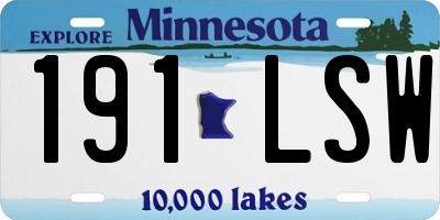MN license plate 191LSW