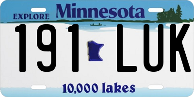 MN license plate 191LUK
