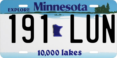 MN license plate 191LUN