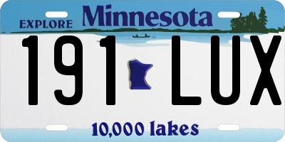 MN license plate 191LUX