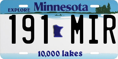 MN license plate 191MIR