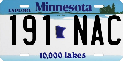 MN license plate 191NAC