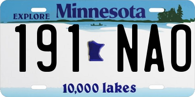 MN license plate 191NAO