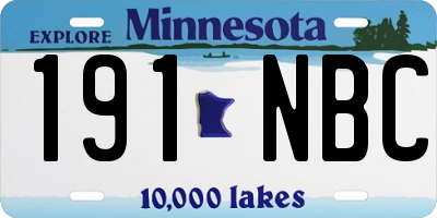 MN license plate 191NBC