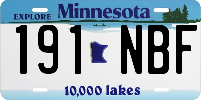 MN license plate 191NBF