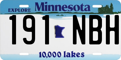 MN license plate 191NBH