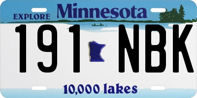 MN license plate 191NBK