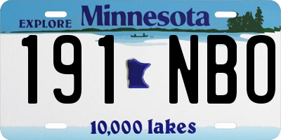 MN license plate 191NBO
