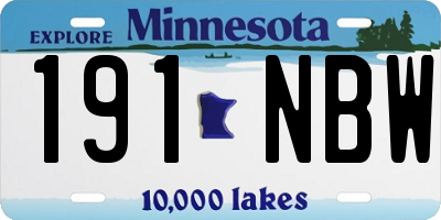 MN license plate 191NBW