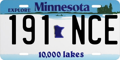 MN license plate 191NCE