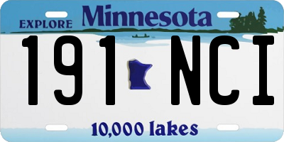 MN license plate 191NCI