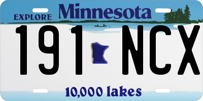 MN license plate 191NCX