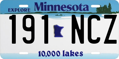 MN license plate 191NCZ