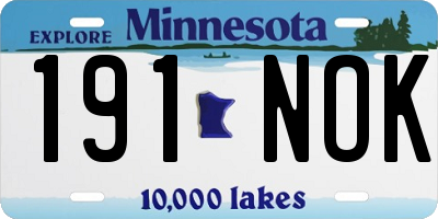 MN license plate 191NOK