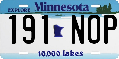 MN license plate 191NOP