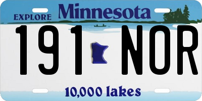 MN license plate 191NOR